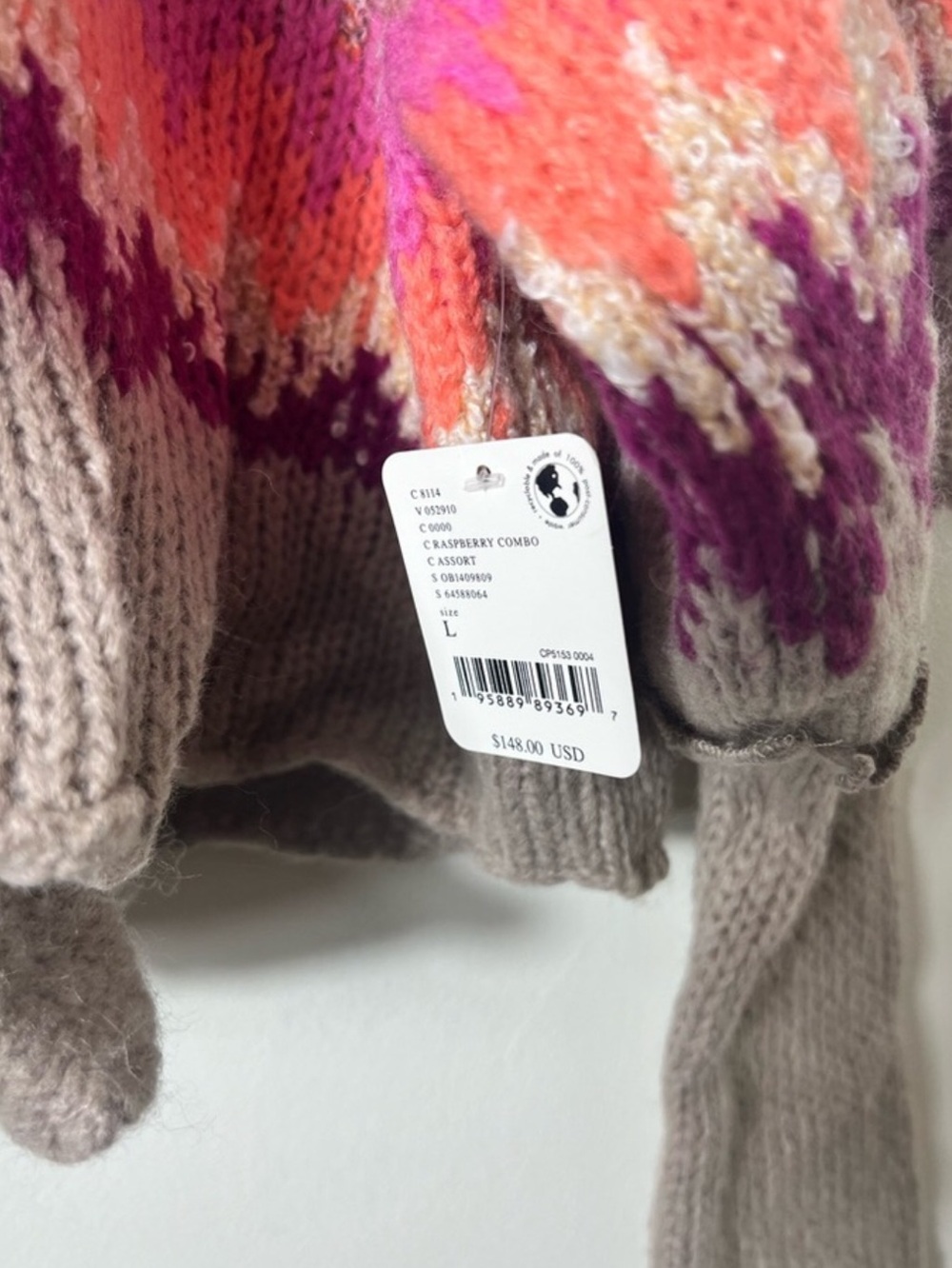 NWT FREE PEOPLE home for the holidays in raspberry combo Size Large - Picture 2 of 8